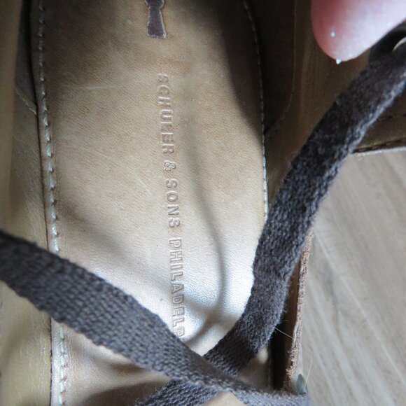 ANTHROPOLOGIE SCHULER & SONS PHILADELPHIA Soft Brown Leather Wedge Lace Up Shoes - Picture 13 of 13